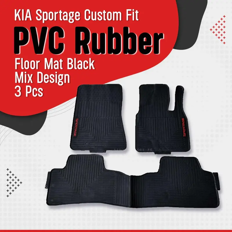 Kia Sportage Custom Fit Pvc Rubber Floor Mat 3 Pcs 2019-2021 - - Black Mix Design 1