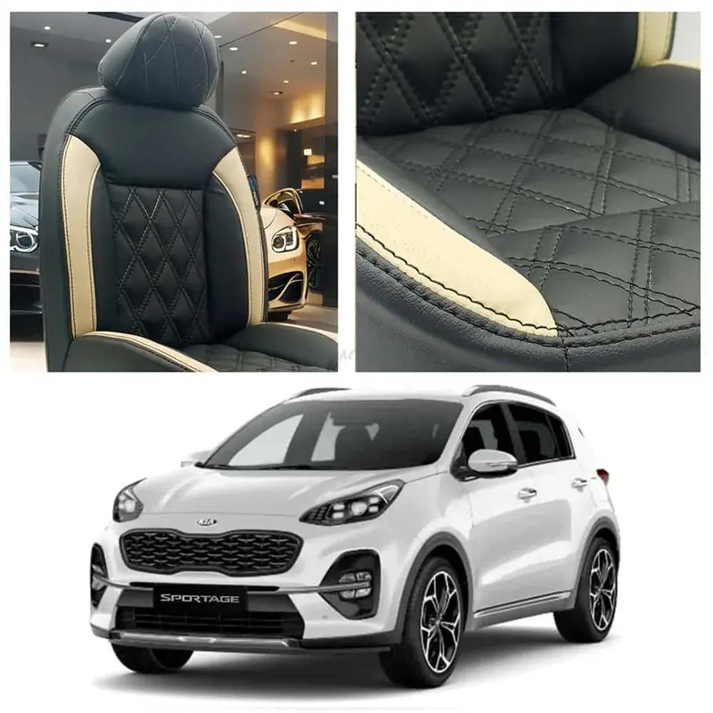 Kia Sportage Diamond Cut Black Beige Seat Covers 2019-2024 1