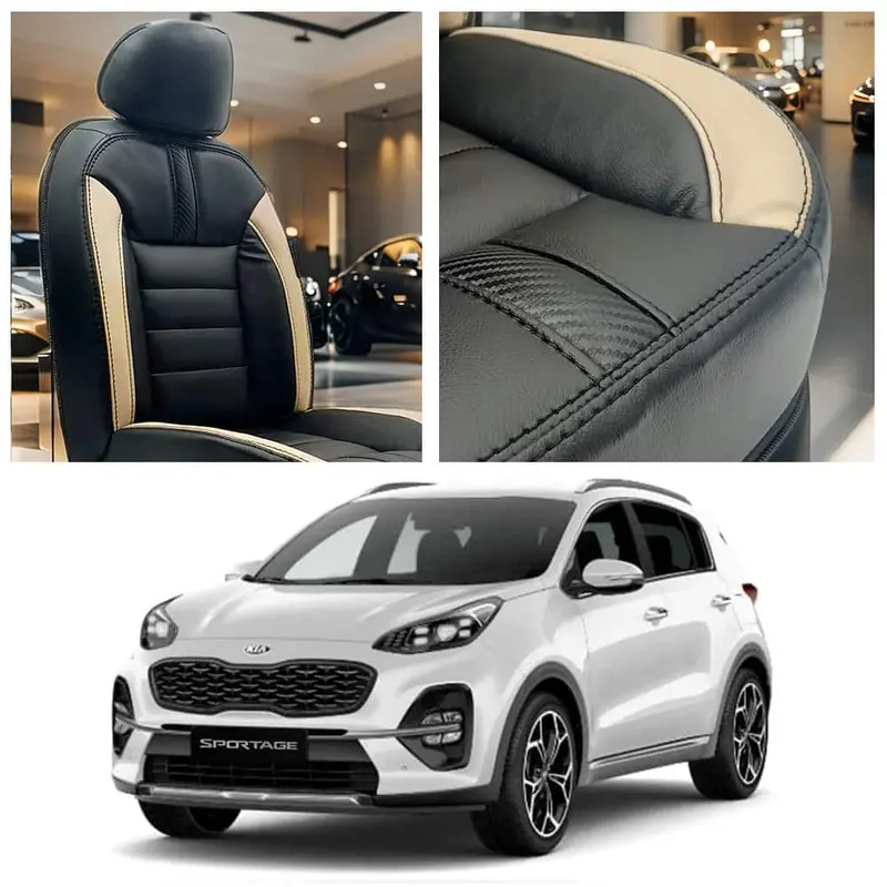 Kia Sportage Hockey Design Black Beige Seat Covers 2019-2024 1
