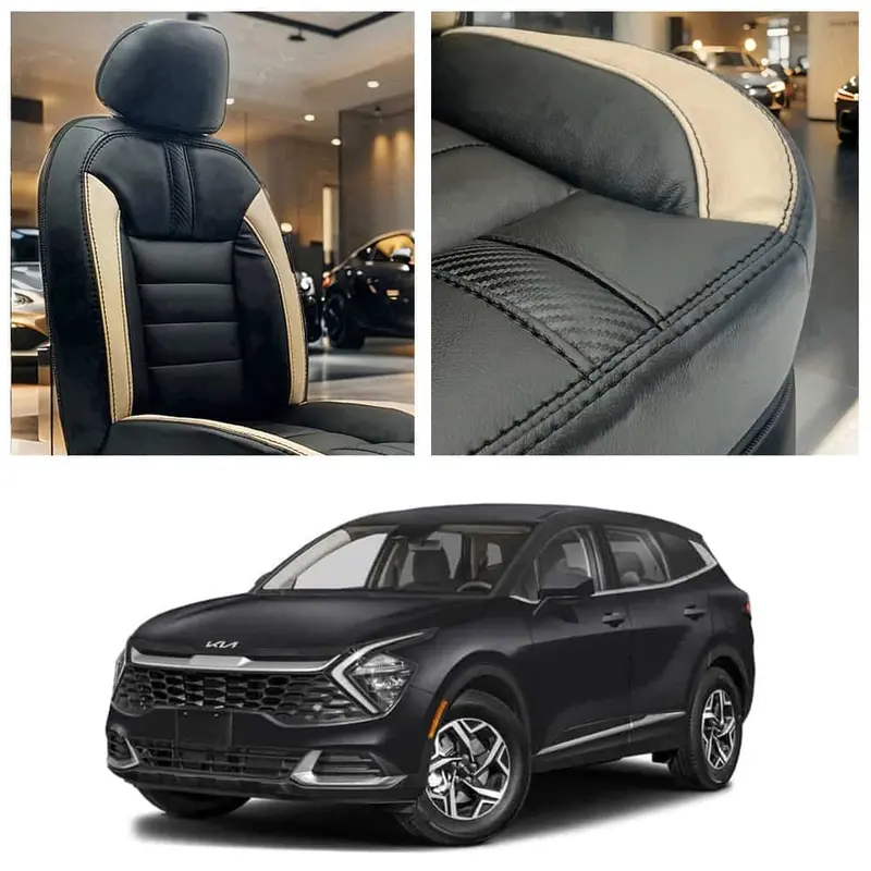 Kia Sportage Hockey Design Black Beige Seat Covers 2025-2026 1