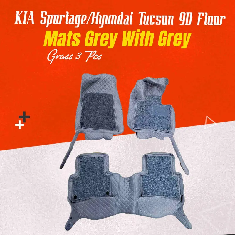 Kia Sportage / Hyundai Tucson 9D Floor Mat Mix Thread Grey Grass 3 Pcs 1