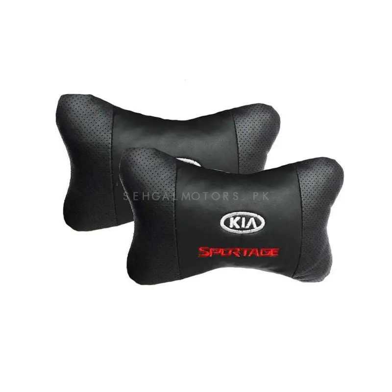 Kia Sportage Logo Neck Rest Headrest Pillow Cushion Black Colour - Pair 2