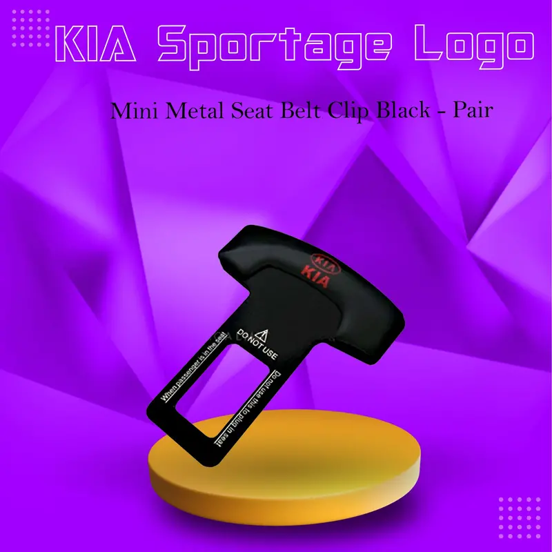 Kia Sportage Mini Metal Seat Belt Clip Black - Pair 1