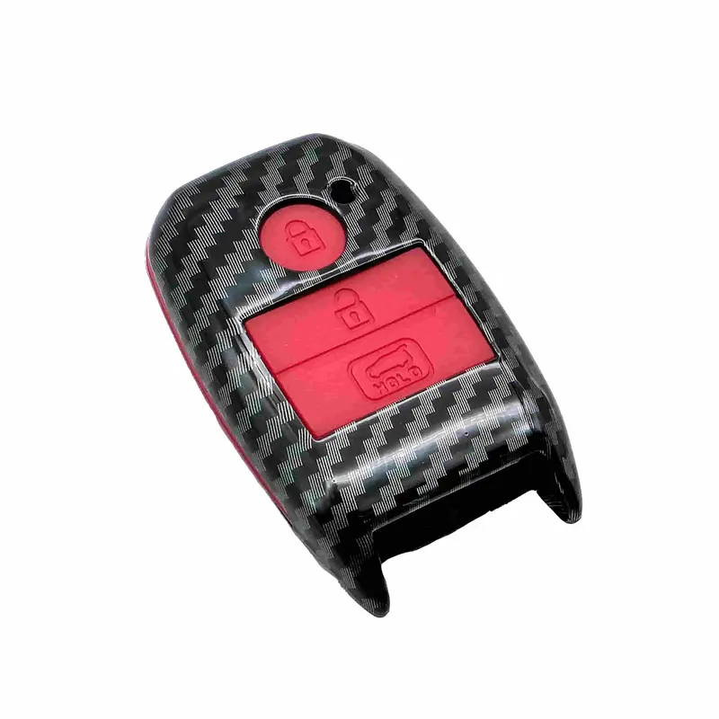Kia Sportage Plastic Key Cover Pvc 3 Buttons 2019-2024 - - Carbon Fiber With Red 2