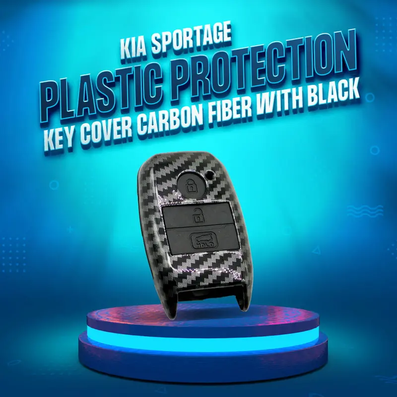 Kia Sportage Plastic Protection Key Cover Carbon Fiber 2019 -2021 - With Black Pvc - 3 Buttons - Full Cover Remote 1