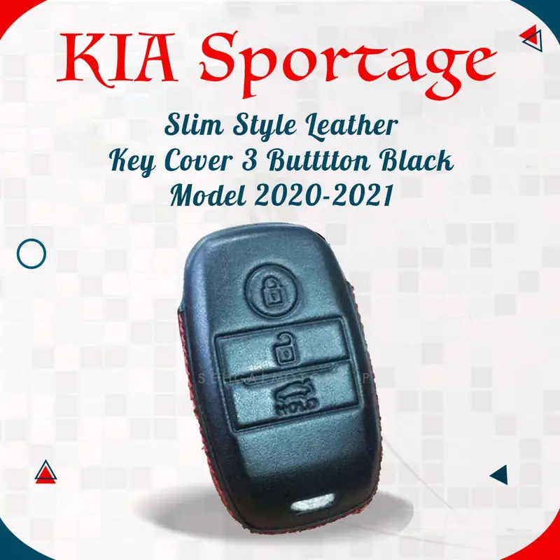 Kia Sportage Slim Style Leather Key Cover 3 Button Black - Model 2020-2021 1