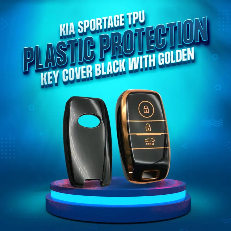Kia Sportage Tpu Key Cover Black With Golden 3 Buttons 2019-2024 1