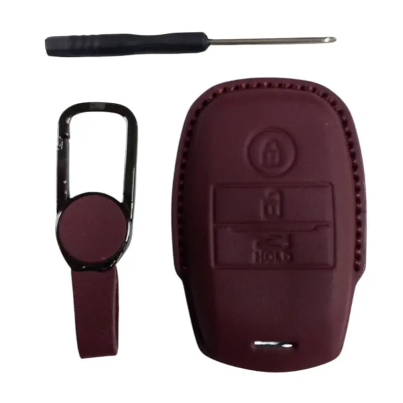 Kia Sportage Tpu Key Cover Maroon 2019-2024 - - Leather Texture 1