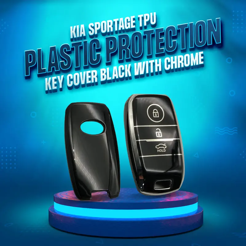 Kia Sportage Tpu Plastic Key Cover 3 Buttons 2019-2024 - Black With Chrome 1