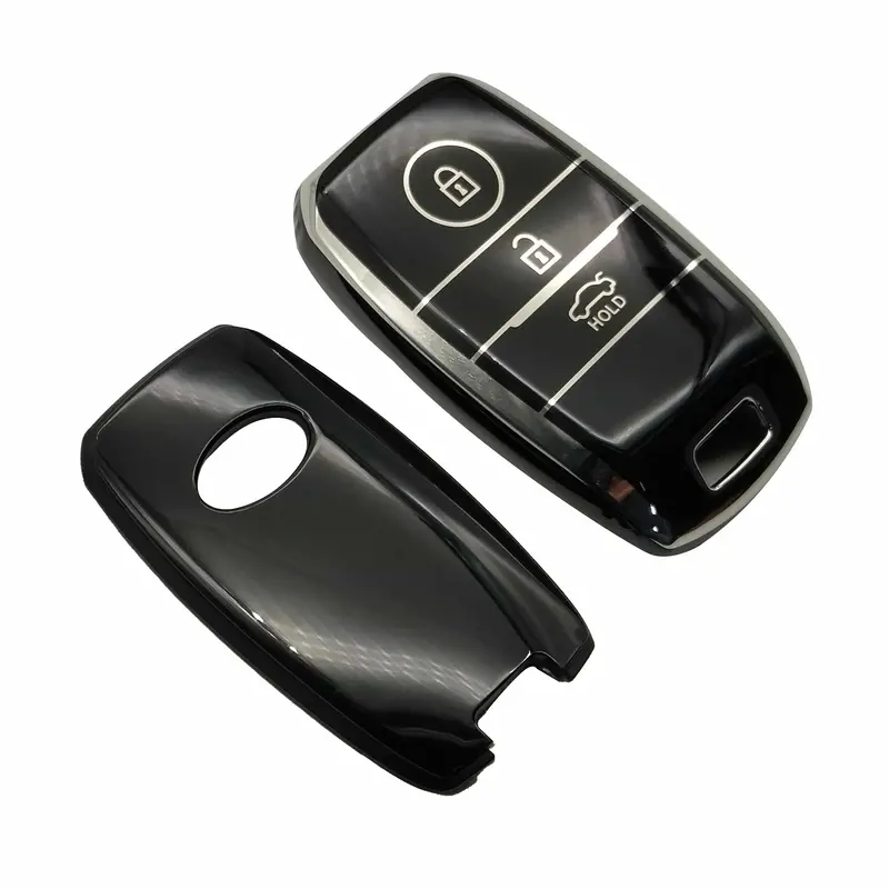 Kia Sportage Tpu Plastic Key Cover 3 Buttons 2019-2024 - Black With Chrome 2