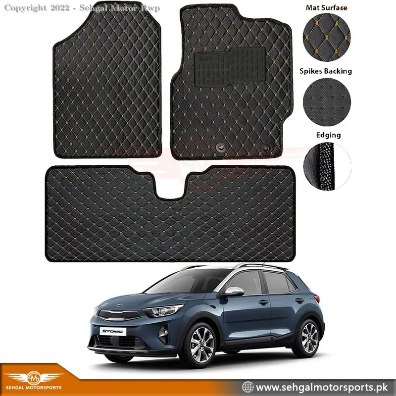 Kia Stonic 7D Eco Floor Mat Black (With Multi Color Stitch) Model 2020-2022 2