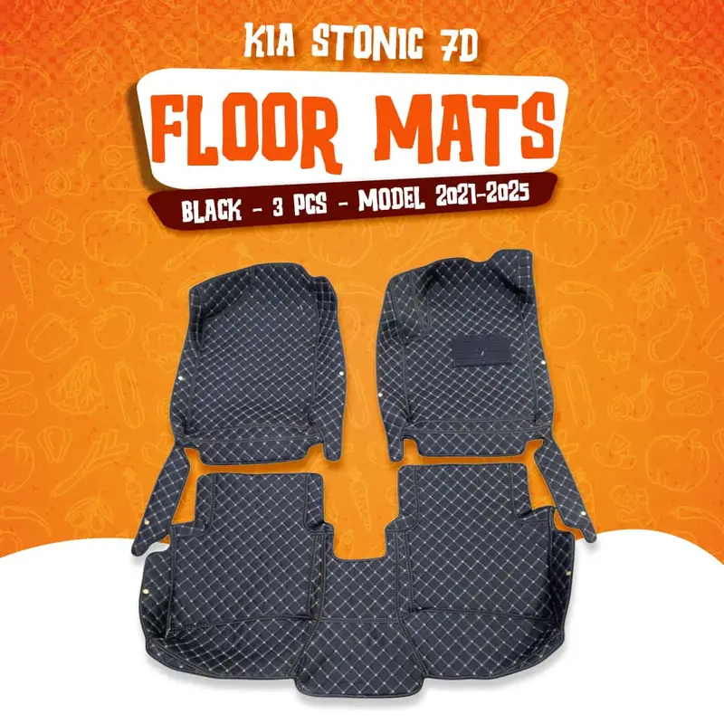 Kia Stonic 7D Floor Mats Mix Thread Black 3 Pcs 2021 - 2025 1