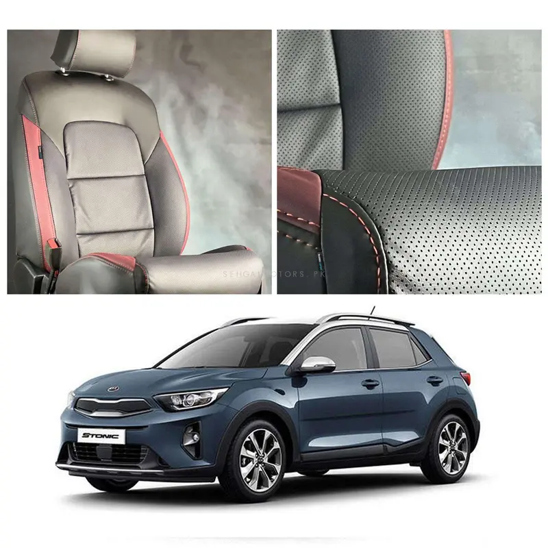 Kia Stonic Breathable Black Red Seat Covers 2021 - 2025 1