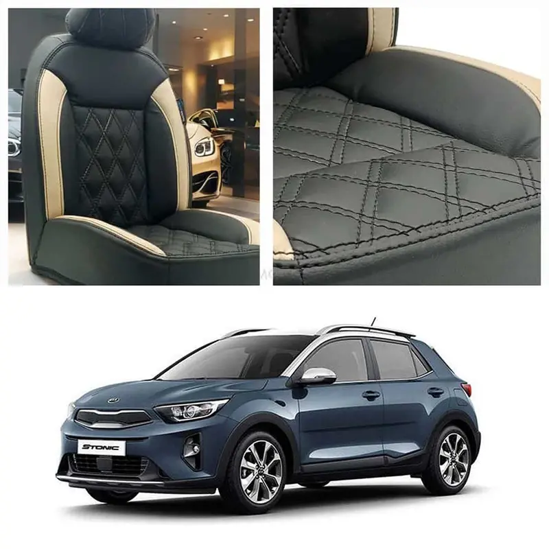 Kia Stonic Diamond Cut Black Beige Seat Covers 2021 - 2025 1