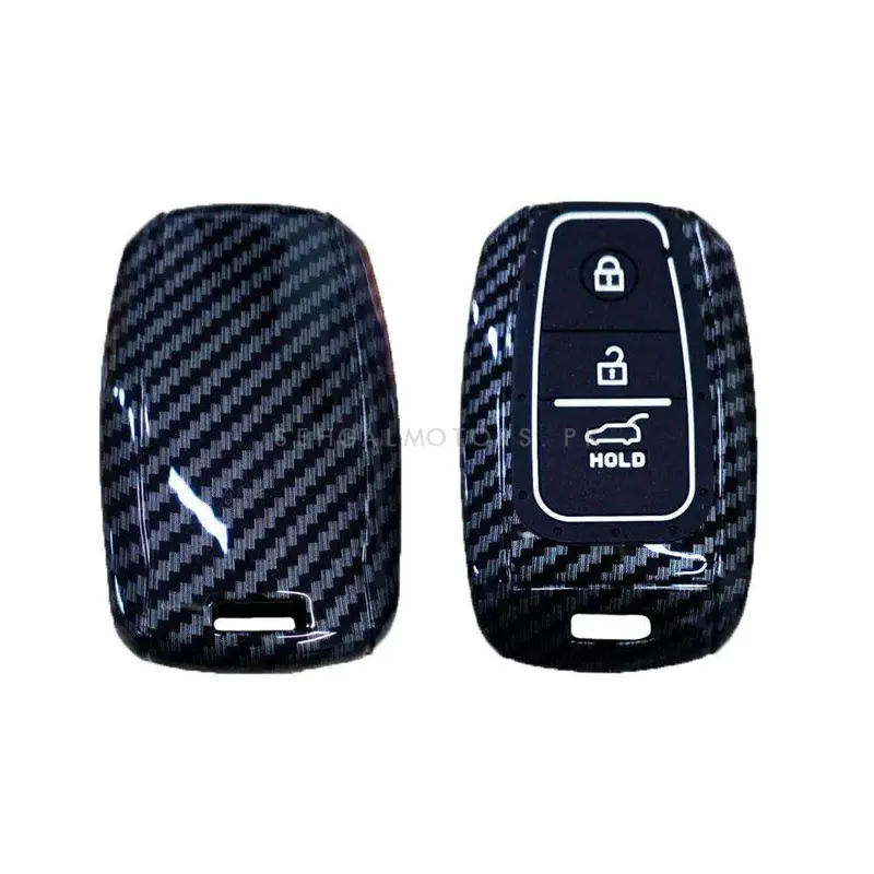 Kia Stonic Plastic Protection Key Cover Carbon Fiber 2021 - 2025 - With Black Pvc 3 Button 2