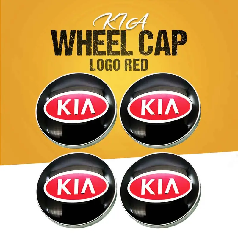 Kia Wheel Cap Logo Red Center Hub Badge Sticker - 4 Pcs 1
