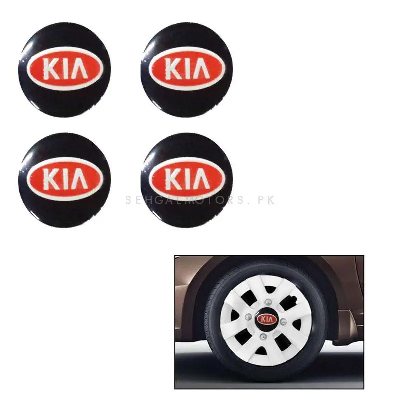 Kia Wheel Cap Logo Red Center Hub Badge Sticker - 4 Pcs 2
