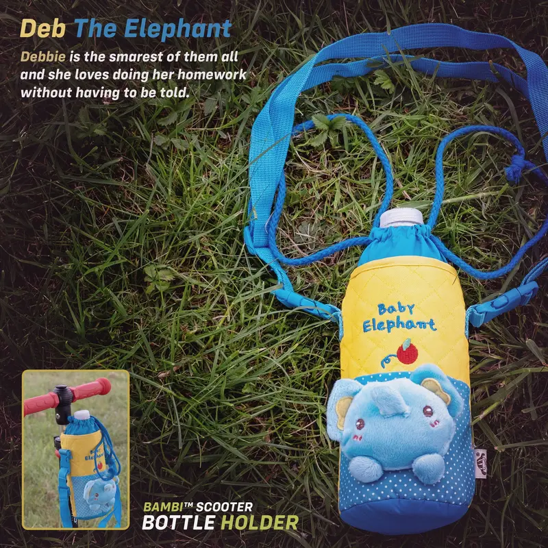 Kids Scooter Bottle Holder Accessory - Deb The Elephant 1