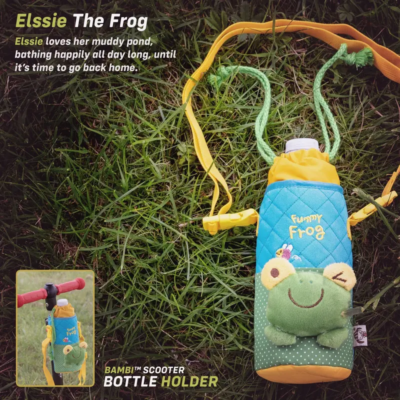 Kids Scooter Bottle Holder Accessory - Elssie The Frog 1