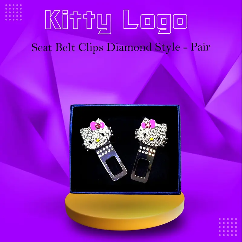 Kitty Seat Belt Clips Diamond Style - Pair 1