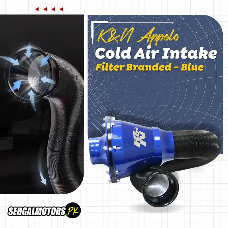K&N Appolo Cold Air Intake Filter Branded - Blue - Universal Car Air Filter Vehicle Induction High Power Mesh 1