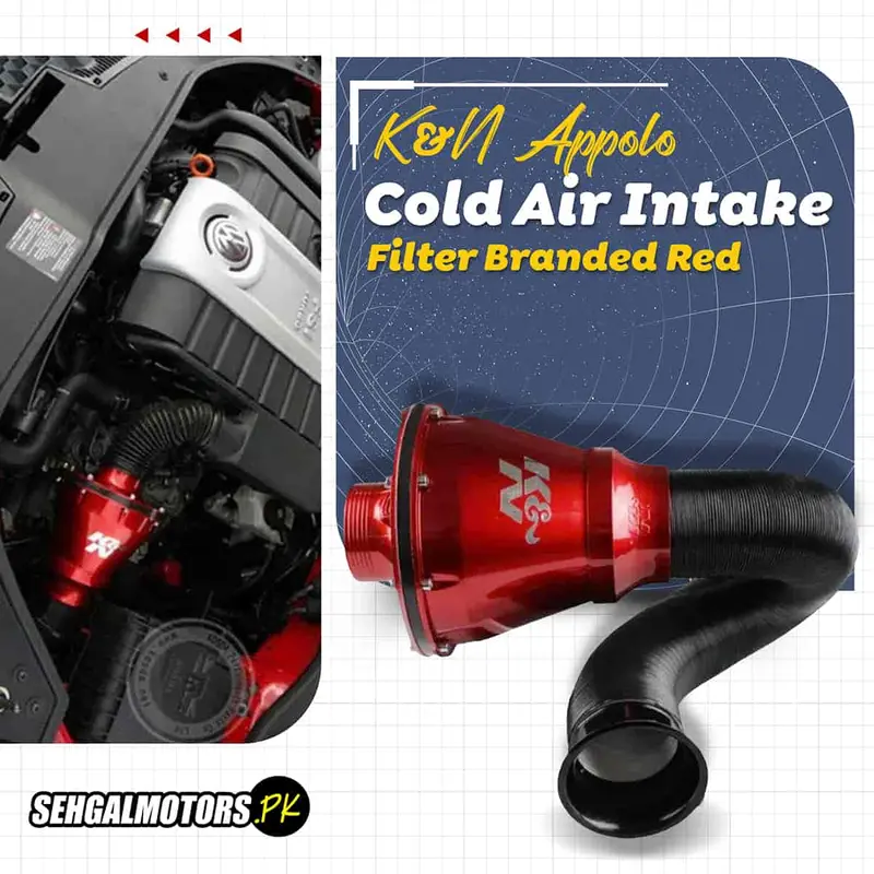 K&N Appolo Cold Air Intake Filter Branded Red - Universal Car Air Filter Vehicle Induction High Power Mesh | Auto Cold Air Hood Intake 1