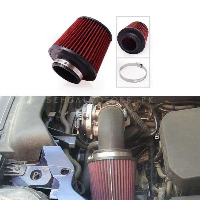 K&N Universal Cold Air Intake Filter - Red - Universal Car Air Filter Vehicle Induction High Power Mesh 2