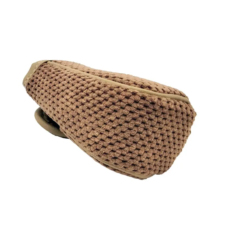 Knit Texture Fabric Gear Shift Knob Cover - Brown With Beige 2
