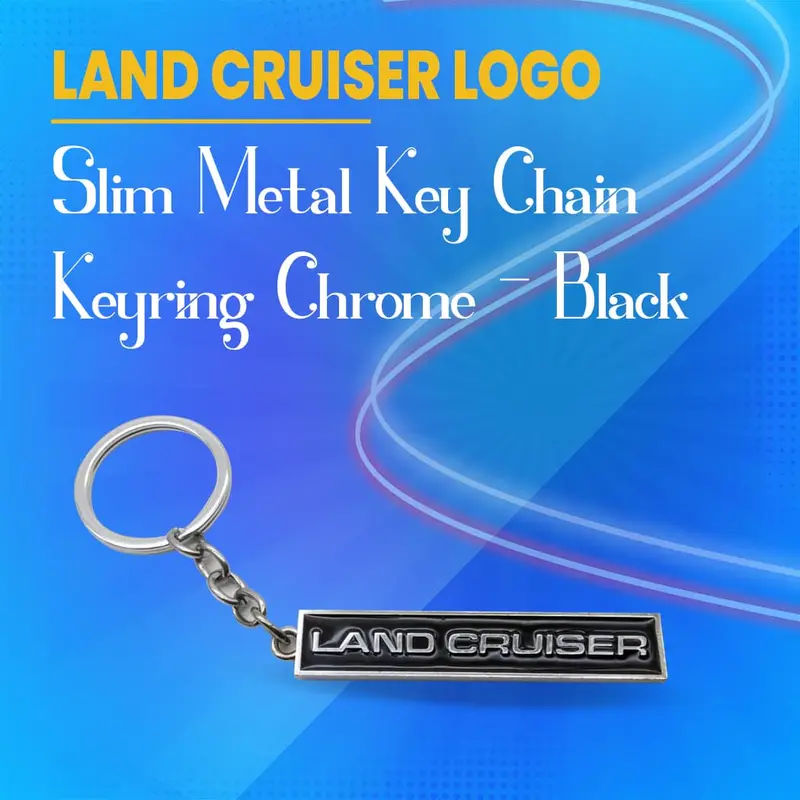Land Cruiser Logo Slim Metal Keychain Keyring Chrome - Black 1