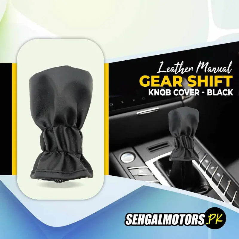 Leather Manual Gear Shift Knob Cover - Black 1