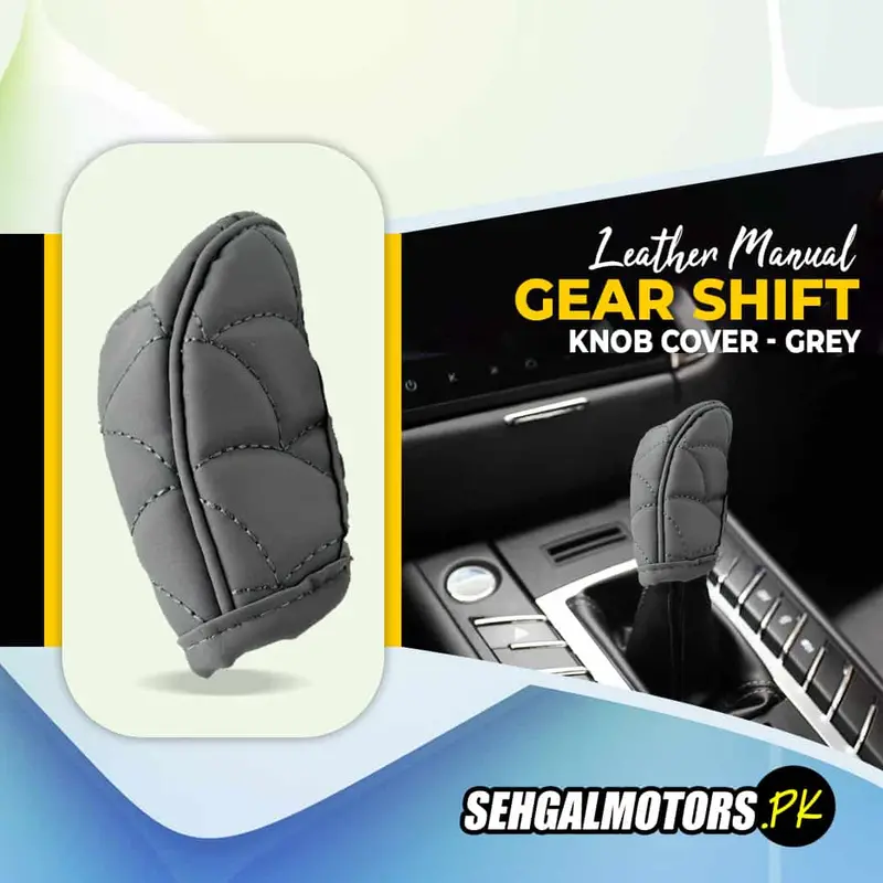 Leather Manual Gear Shift Knob Cover - Grey 1