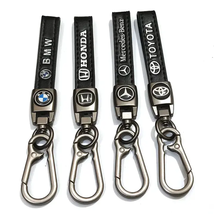 Leather Strap Hook Keychain With Logo Black (Dm14) 1