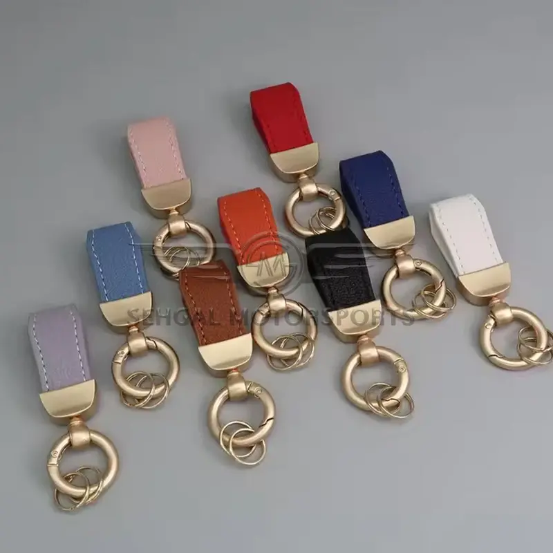 Leather Strap Zinc Metal Hook Keychain Multicolors (Dm28) 1