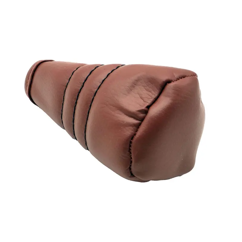 Leather With Zip Manual Gear Shift Knob Cover - Brown 2