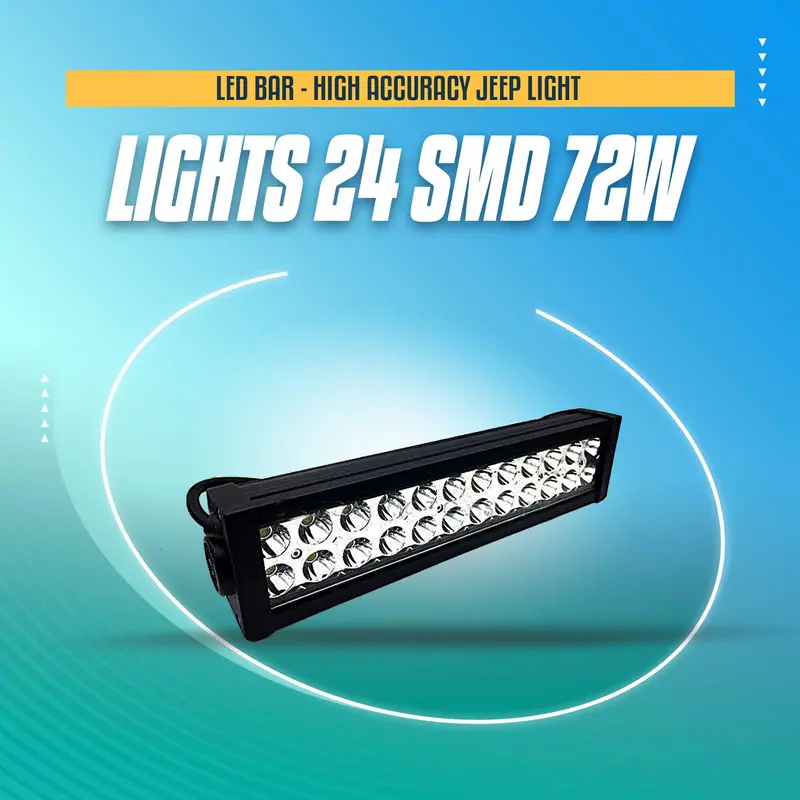 Led Bar Lights 24 Smd 72W - High Accuracy Jeep Light | Sharp Light | Jeep Decoration Light | Flood Spot Combo Beam Offroad Light Driving Fog Lamp 1