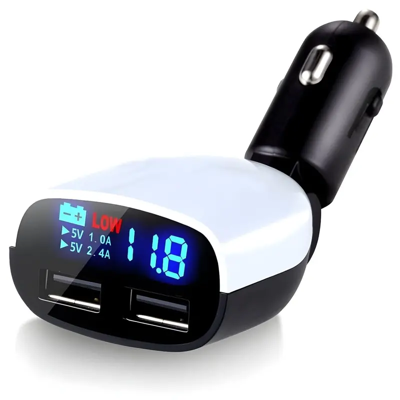 Led Dual Usb Mobile Car Mobile Charger - 3.4 A - Cigarette Socket Fit | Fast Charging With Display 2