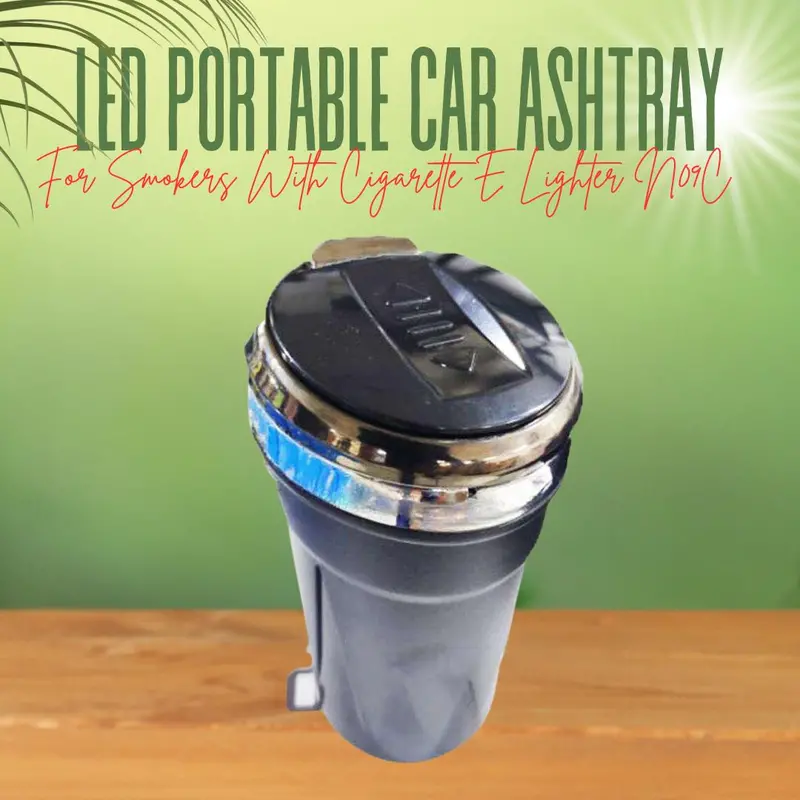 Led Portable Car Ashtray For Smokers With Cigarette E Lighter N09c 1