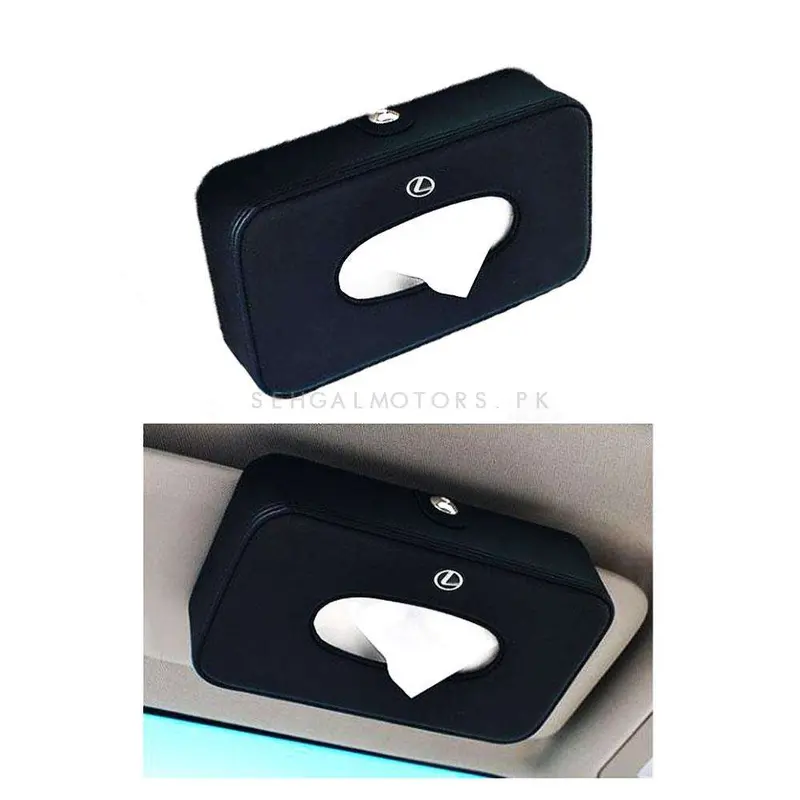 Lexus Leather Car Sun Visor / Sunshade Tissue Holder Case Box - Black 2