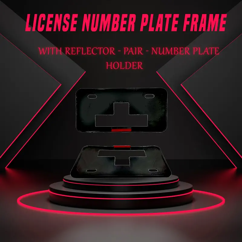 License Number Plate Frame With Reflector - Pair - Car License Plate Frame | Iicense Plate Holder Frame 1