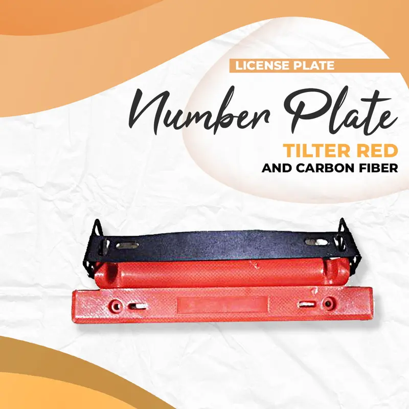License Number Plate Tilter Red - And Carbon Fiber 1