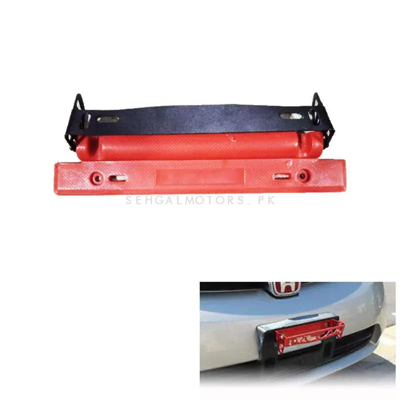 License Number Plate Tilter Red - And Carbon Fiber 2