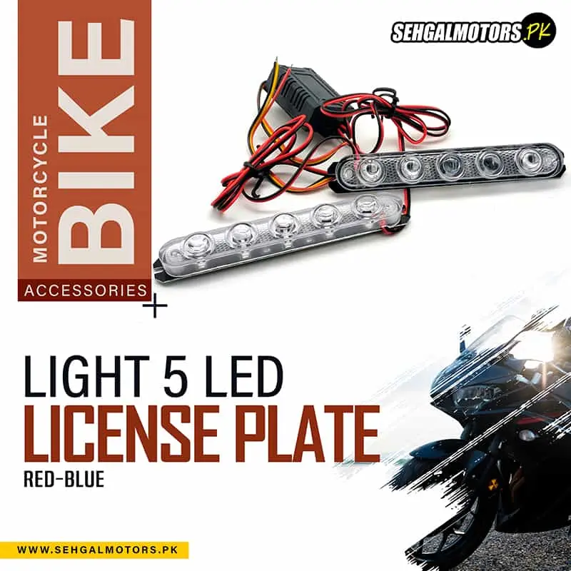 License Plate Light 5 Led Red-Blue For Motorcycle Bike 1