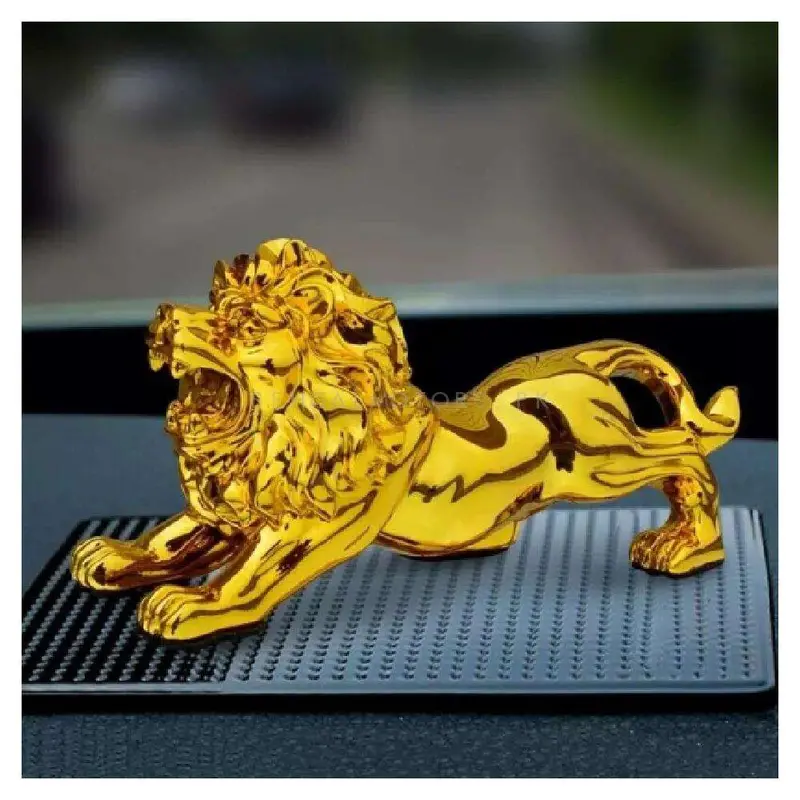 Lion Sculpture For Car Dashboard Large - Golden 2