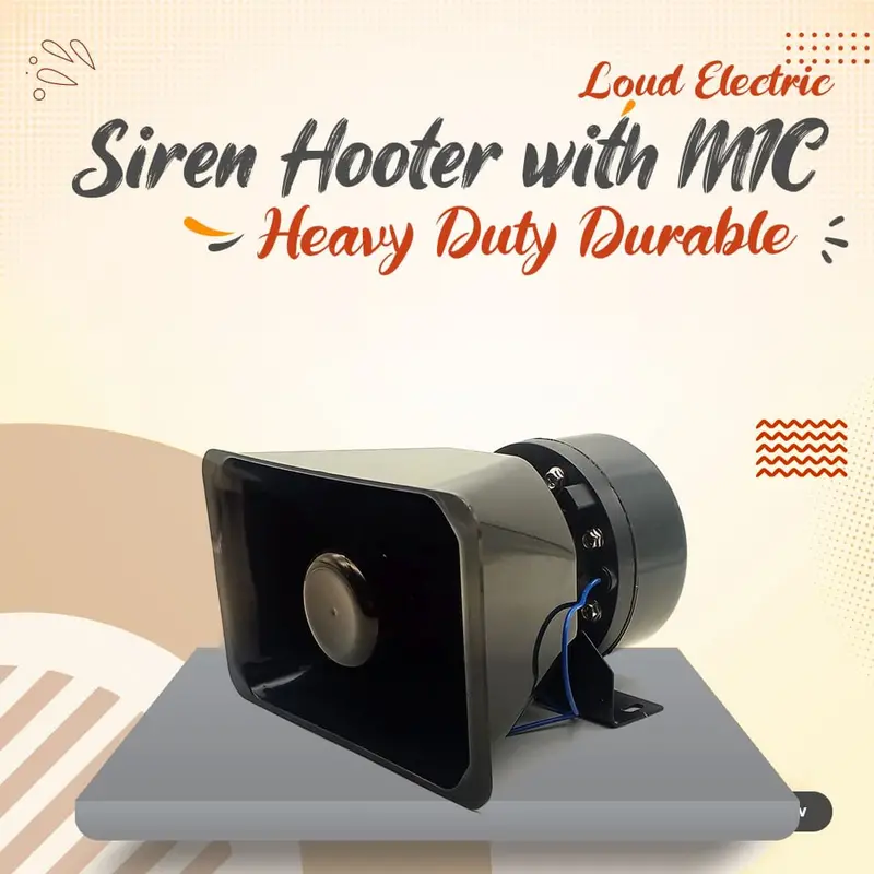 Loud Electric Siren Hooter With Mic Heavy Duty Durable - - Vehicle Horn - 5 Sound Tone 2