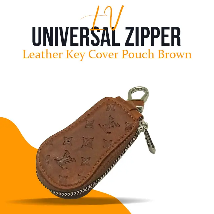 Lv Universal Zipper Leather Key Cover Pouch Brown 1