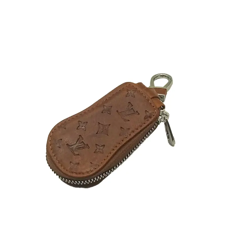Lv Universal Zipper Leather Key Cover Pouch Brown 2