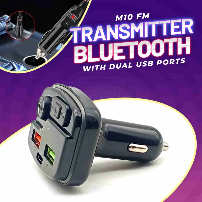 M10 Fm Transmitter Bluetooth Compatible For Car - With Dual Usb Ports For Charging 1