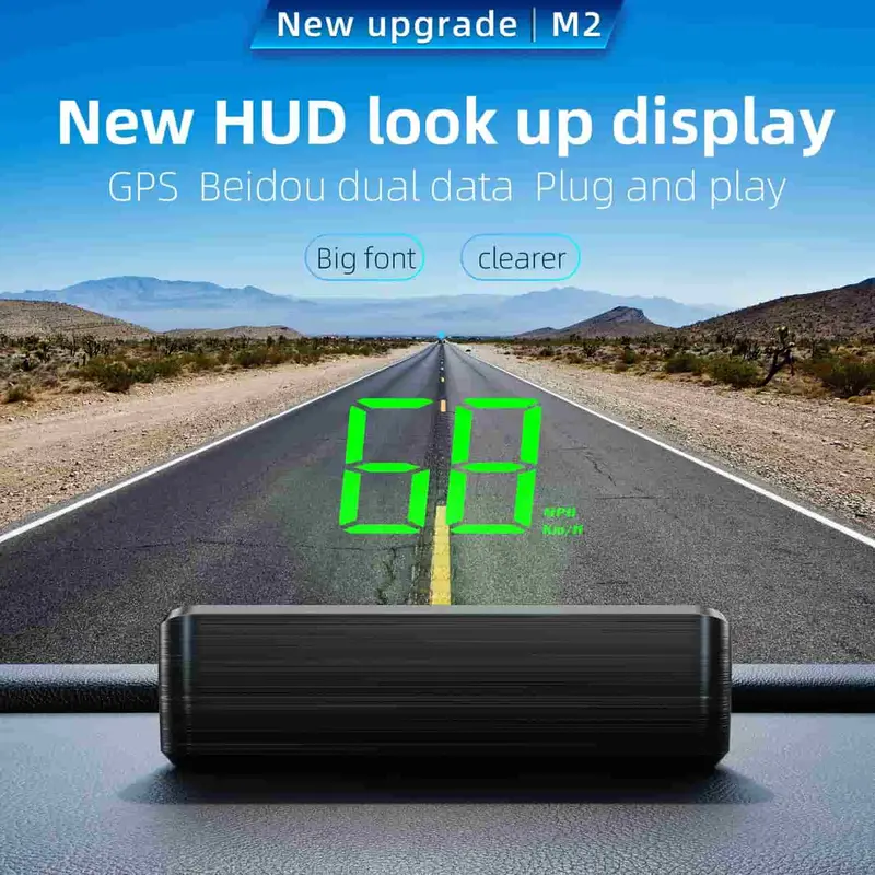 M2 White Universal Cars Hud Head-Up Display Gps Speedometer 1