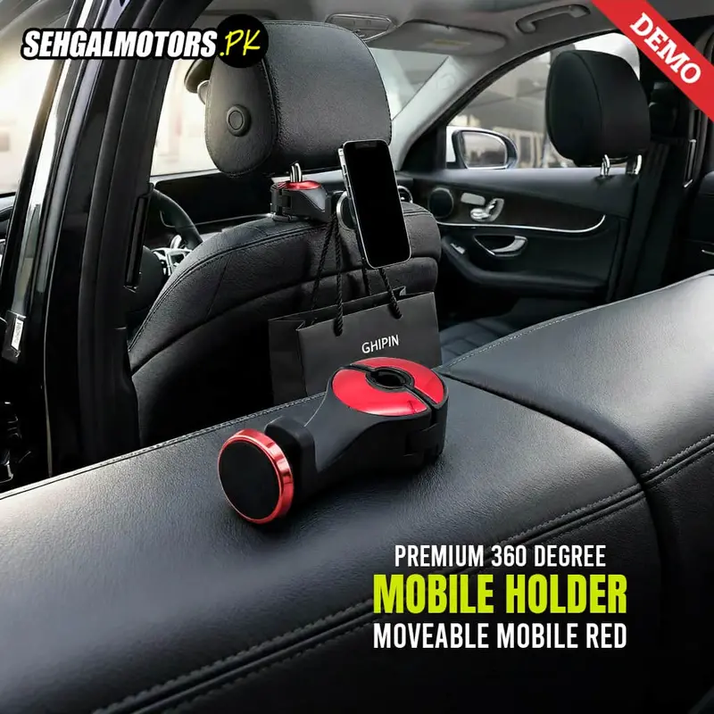 Magnet Neck Rest Mobile Holder - Black Red 1