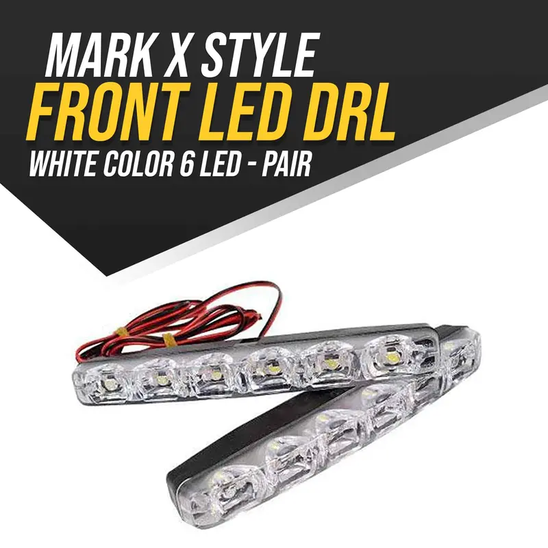 Mark X Style Front Led Drl White Color 6 Led - Pair - Drl | Running Lights For Car | Car Lamp | Car Fog Lamp Waterproof | Led Car Lights Exterior Drl 1